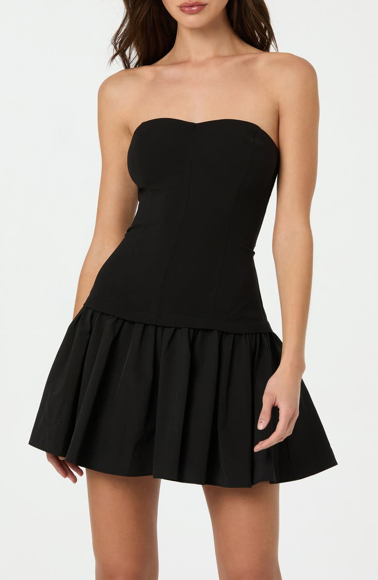 ASTR the Label Strapless Mixed Media Minidress, Alternate, color, Black