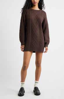 BP. Long Sleeve Cable Knit Sweater Dress