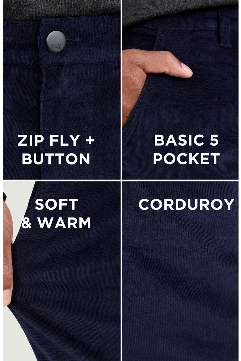 Slim Fit Five-Pocket Corduroy Pants, Alternate, color, NAVY