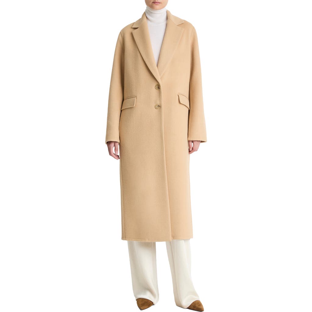 Vince Classic Wool Blend Coat In Nude
