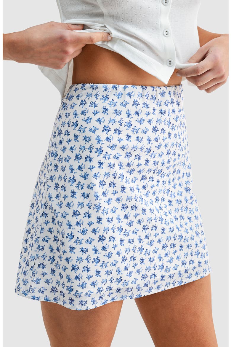 Floral Miniskirt, Alternate, color, IVORY BLUE