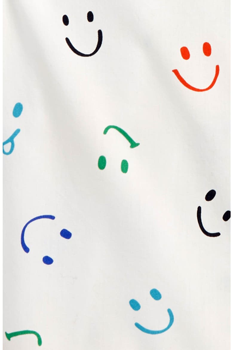 Kids' Print Button-Up Shirt, Alternate, color, IVORY CLOUD SMILEY FACES