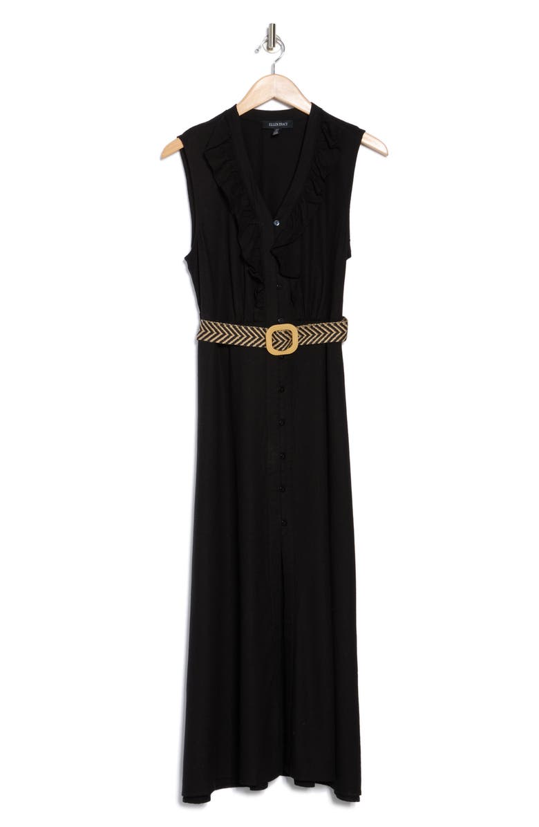 Ellen Tracy Belted Linen Blend Dress, Alternate, color, 