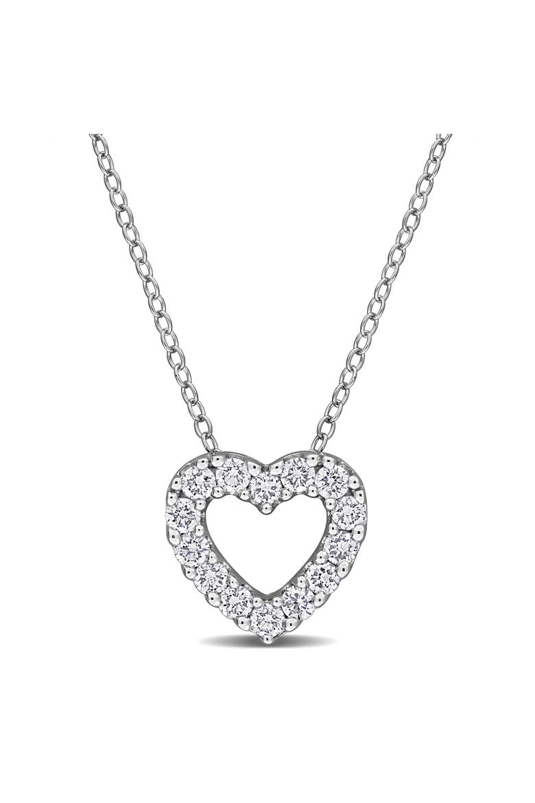 Lab-Grown Diamond Heart Pendant Necklace, Main, color, Sterling silver