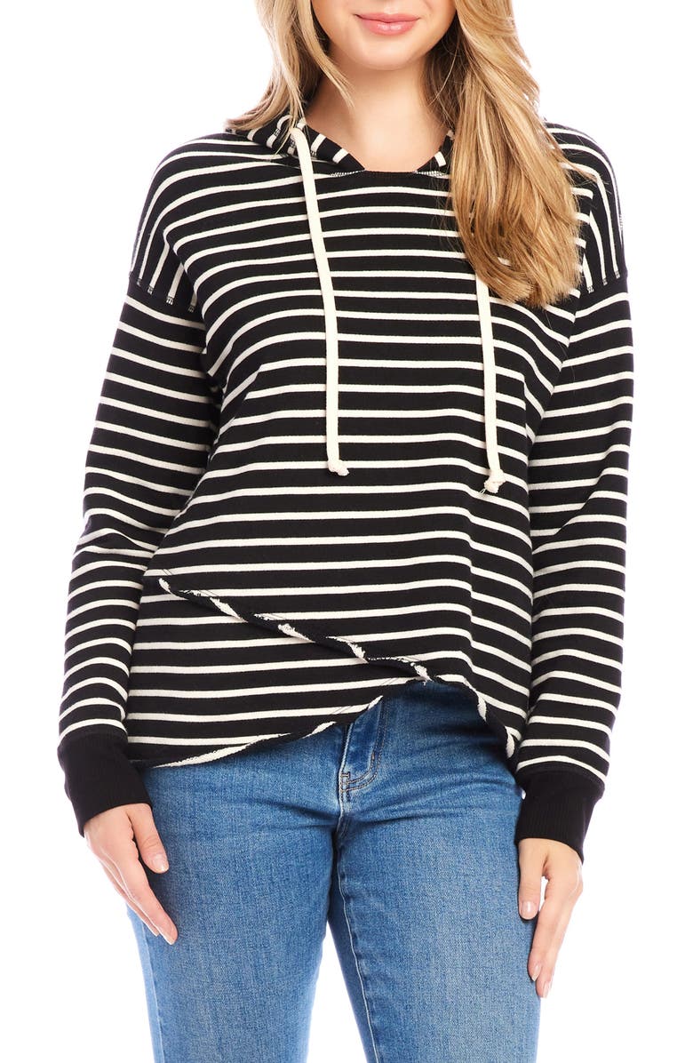 Karen Kane Stripe Asymmetric Hem Hoodie, Main, color, Stripe