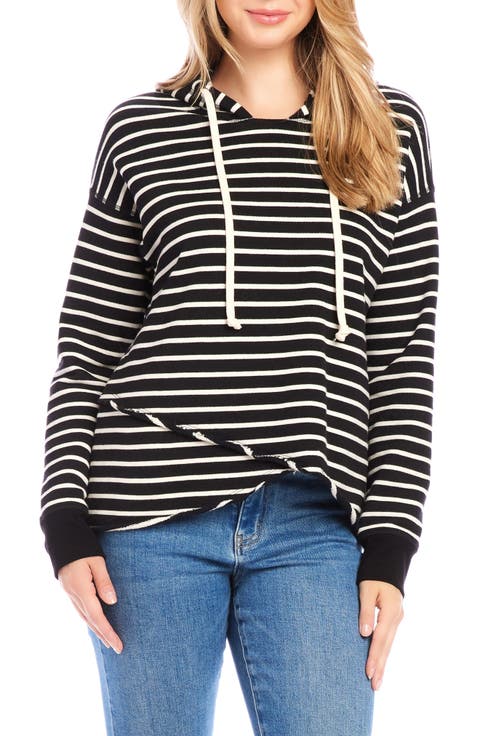 Stripe Asymmetric Hem Hoodie (Regular & Petite)