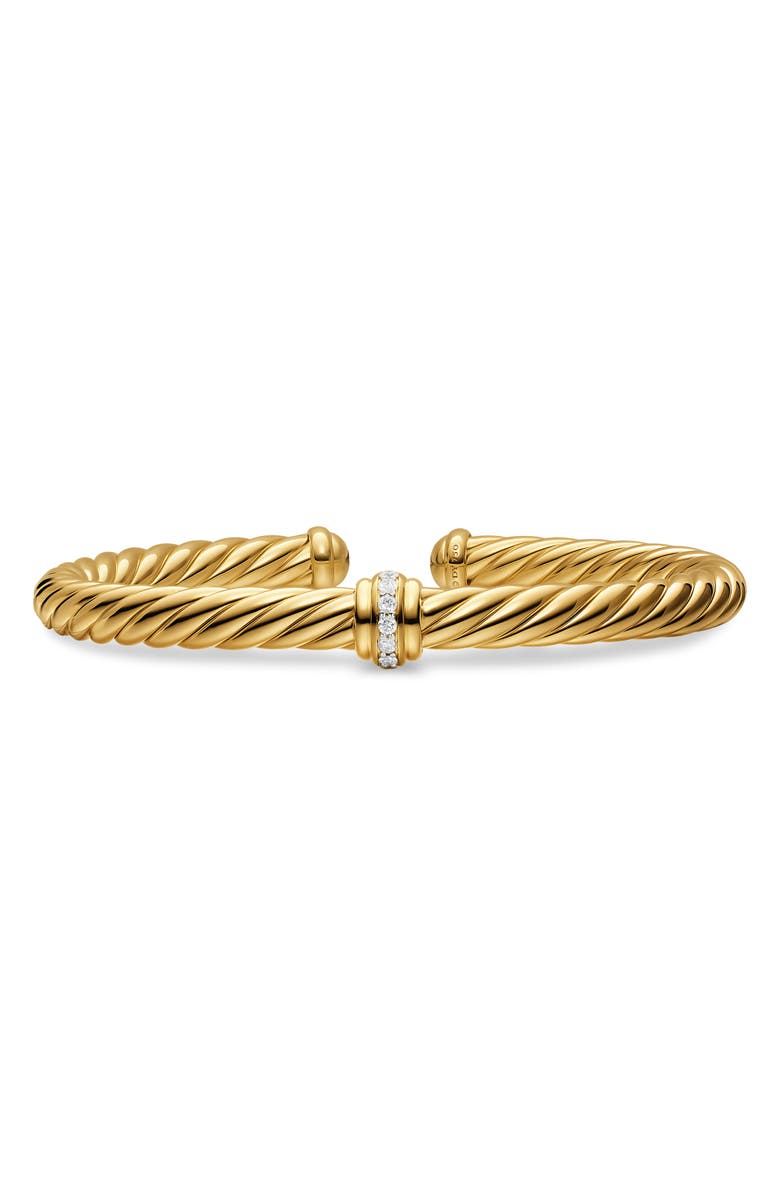 David Yurman Cablespira<sup>®</sup> Flex Bracelet in 18K Gold with Diamonds, 6mm, Main, color, Gold