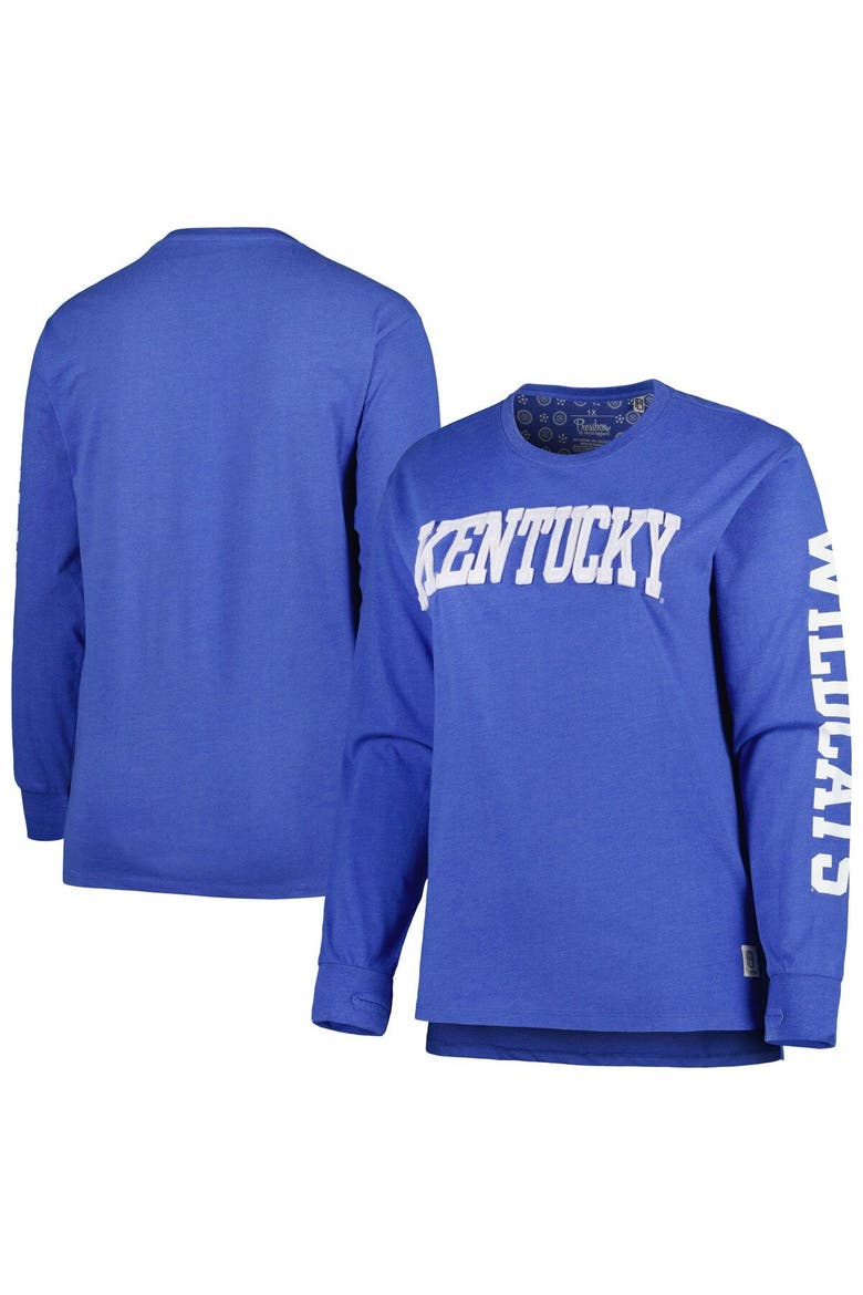 Women's Pressbox Royal Kentucky Wildcats Plus Size Canyon Two-Hit Long Sleeve T-Shirt, Main, color, Royal