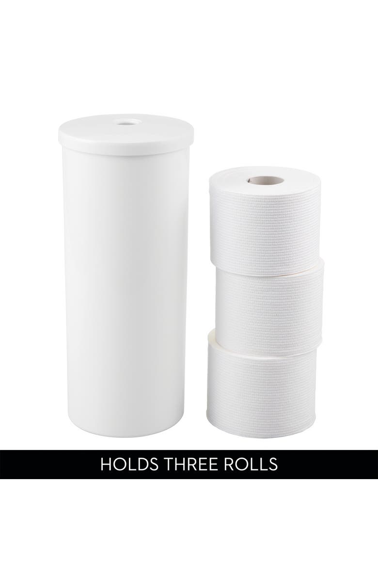 iDesign Freestanding Toilet Paper Canister with Lid for 3 Extra Rolls, White, Made in USA, Alternate, color, White