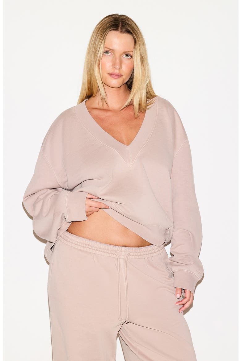 V-Neck Fleece Pullover, Alternate, color, LIGHT FAWN