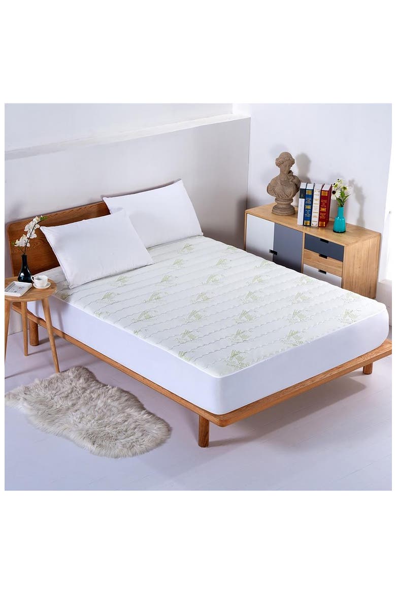 Aloe Vera Hypoallergenic Mattress Topper, Alternate, color, WHITE