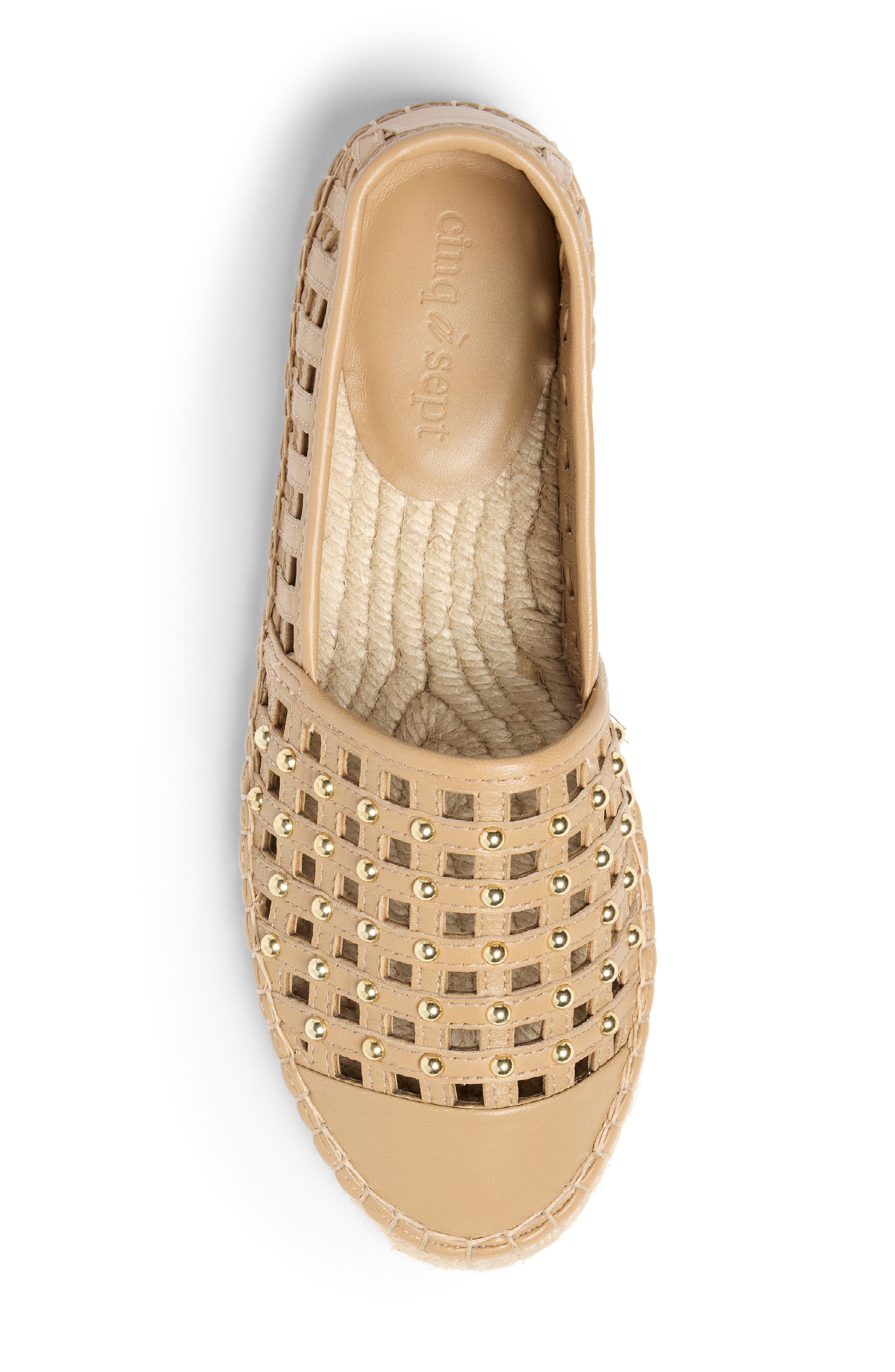 Cinq à Sept Rochel Cage Studded Espadrille Cap Toe Flat, Alternate, color, Brown Sugar