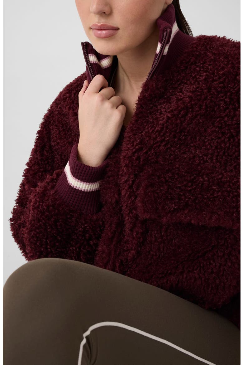 Muriel Faux Shearling Jacket, Alternate, color, OPEN RED