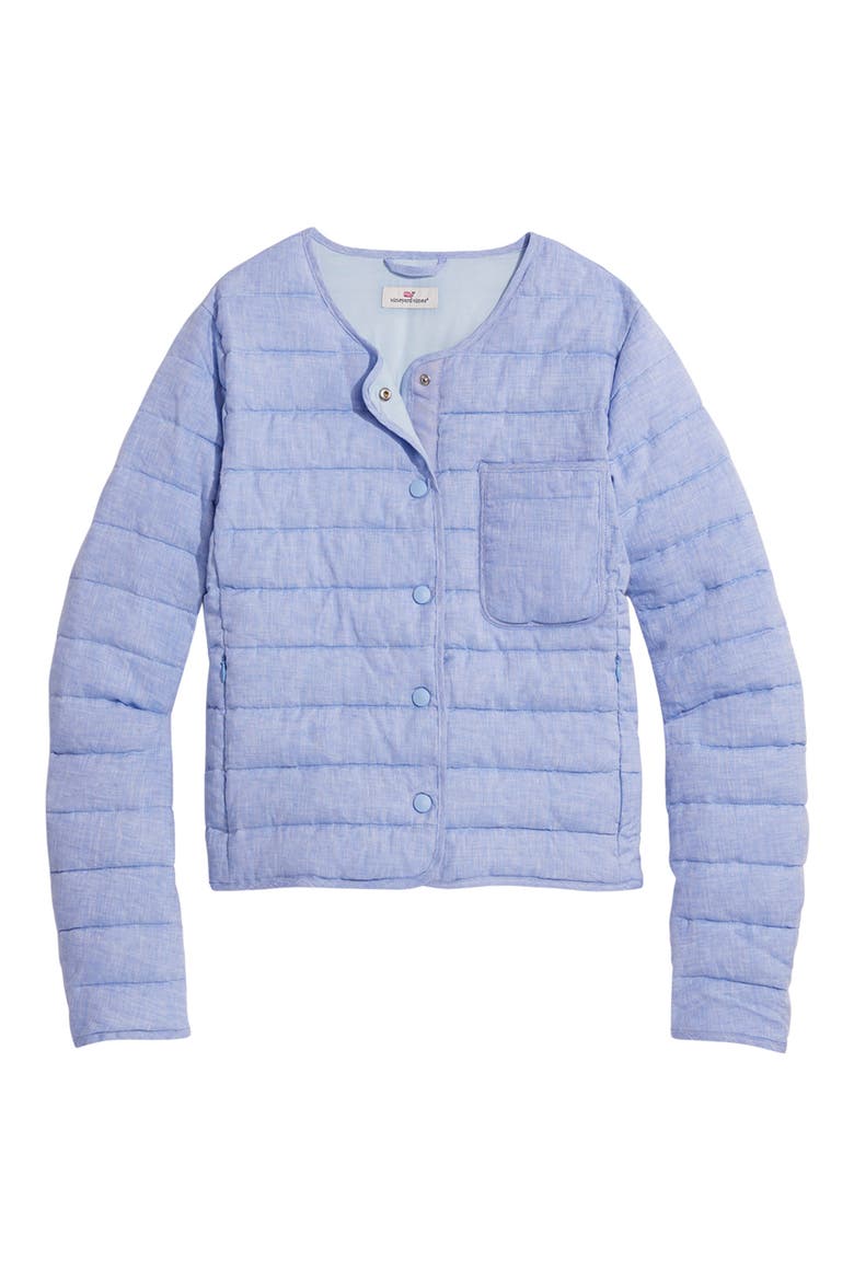 Lightweight Linen Puffer Jacket, Alternate, color, JAKE BLUE