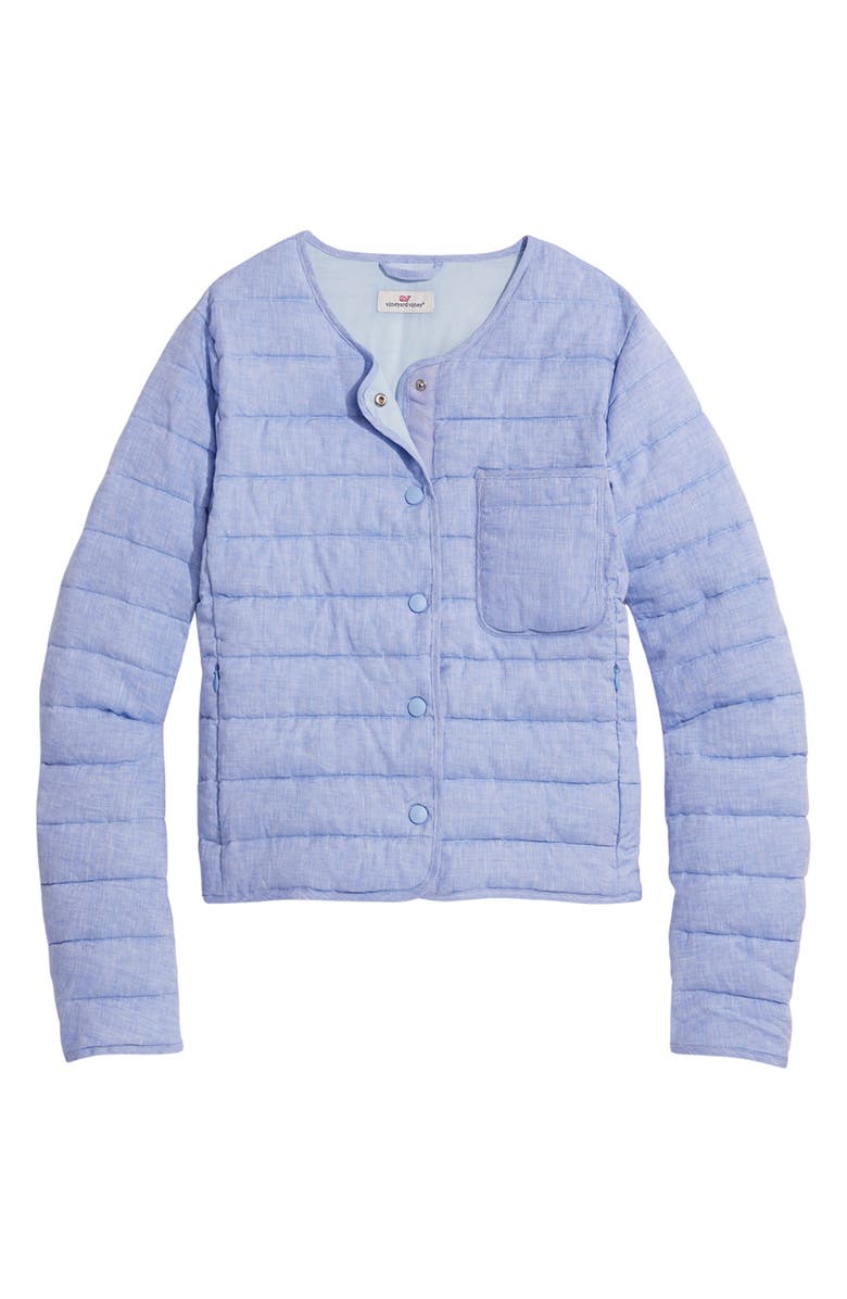 vineyard vines Lightweight Linen Puffer Jacket, Alternate, color, Jake Blue