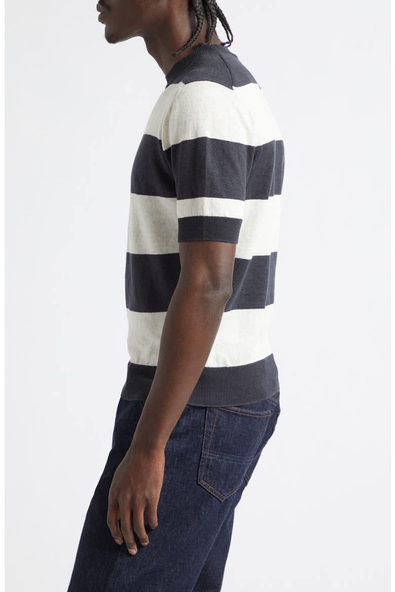 Stripe Linen & Cotton T-Shirt, Alternate, color, ECRU CHARCOAL