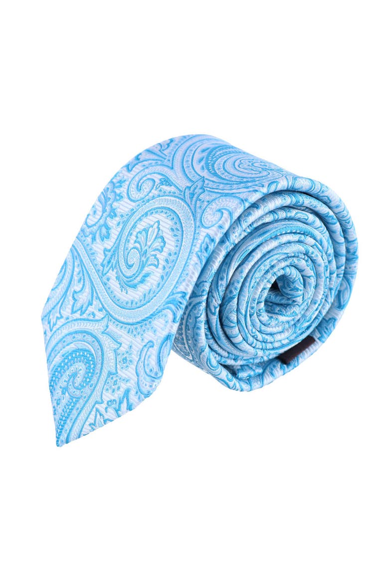 Sobee Paisley Silk Brace and Necktie, Alternate, color, Light Blue