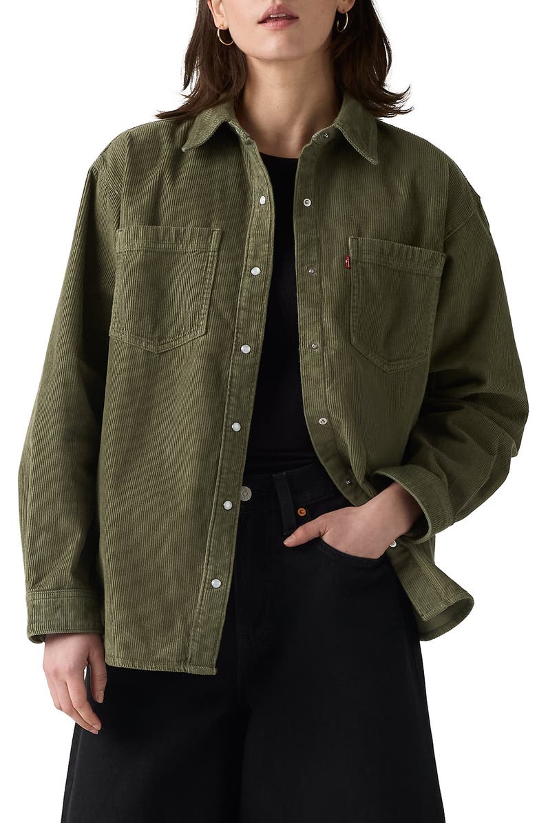 Levi's Iris Corduroy Shirt Jacket, Main, color, Ivy Green