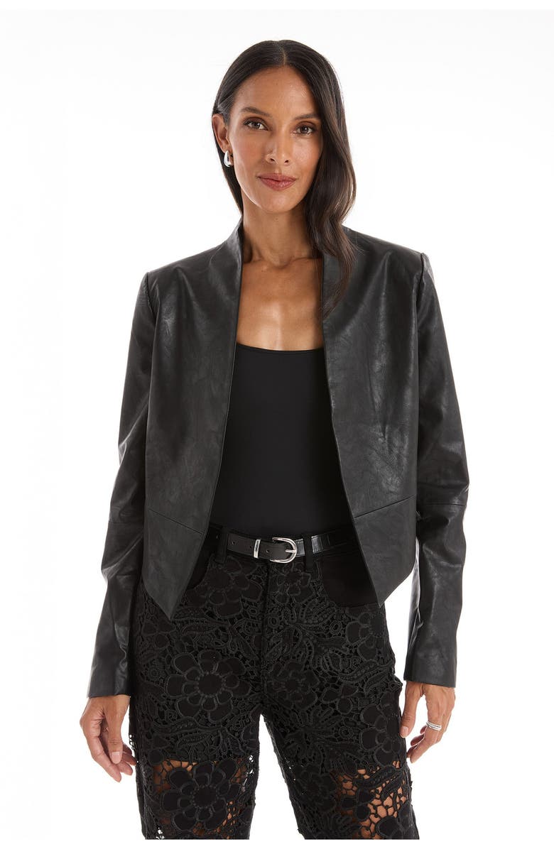 The Noli Shop Yasmin Leather Jacket, Main, color, Black