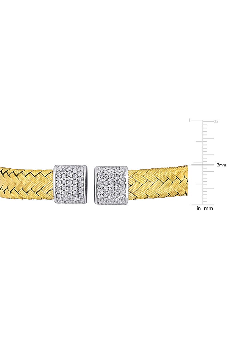 Cubic Zirconia Weave Bangle Two-Tone, Alternate, color, Yellow-Plated
