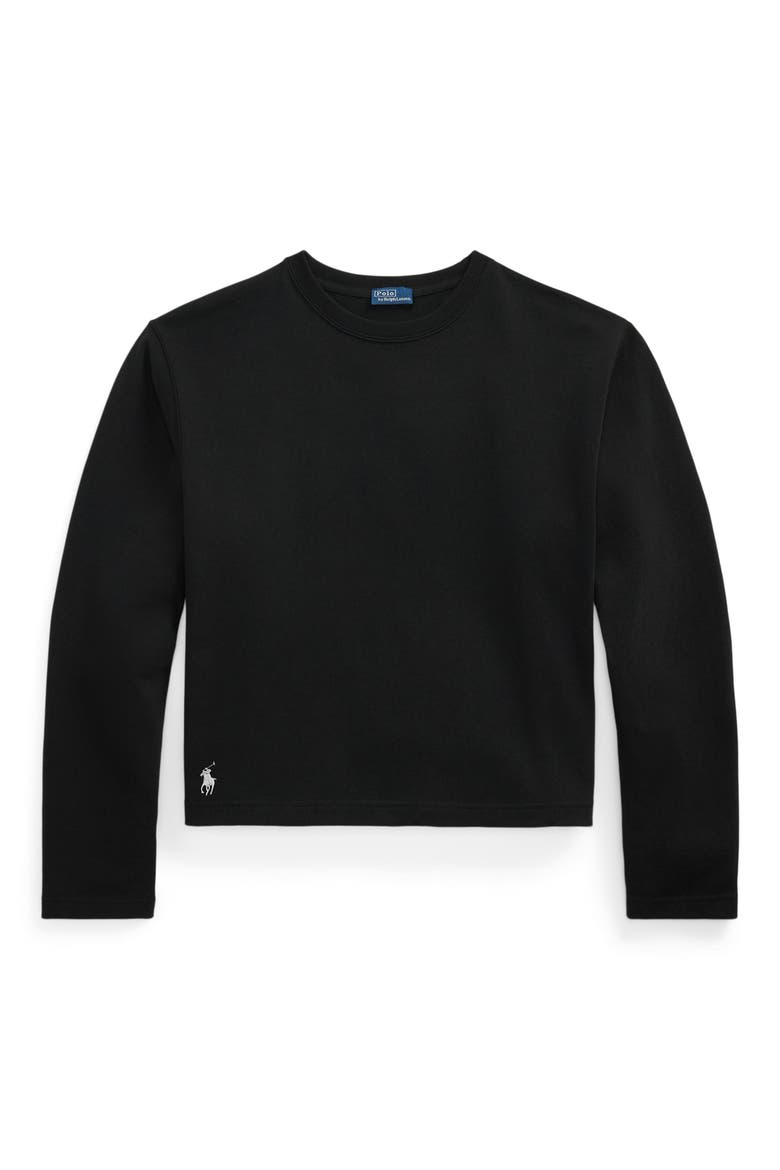 Long Sleeve Cotton T-Shirt, Alternate, color, POLO BLACK