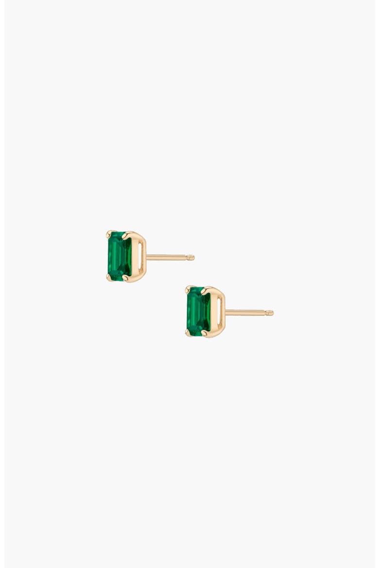 Gemstone Solitaire Stud Earrings, Alternate, color, Green Emerald