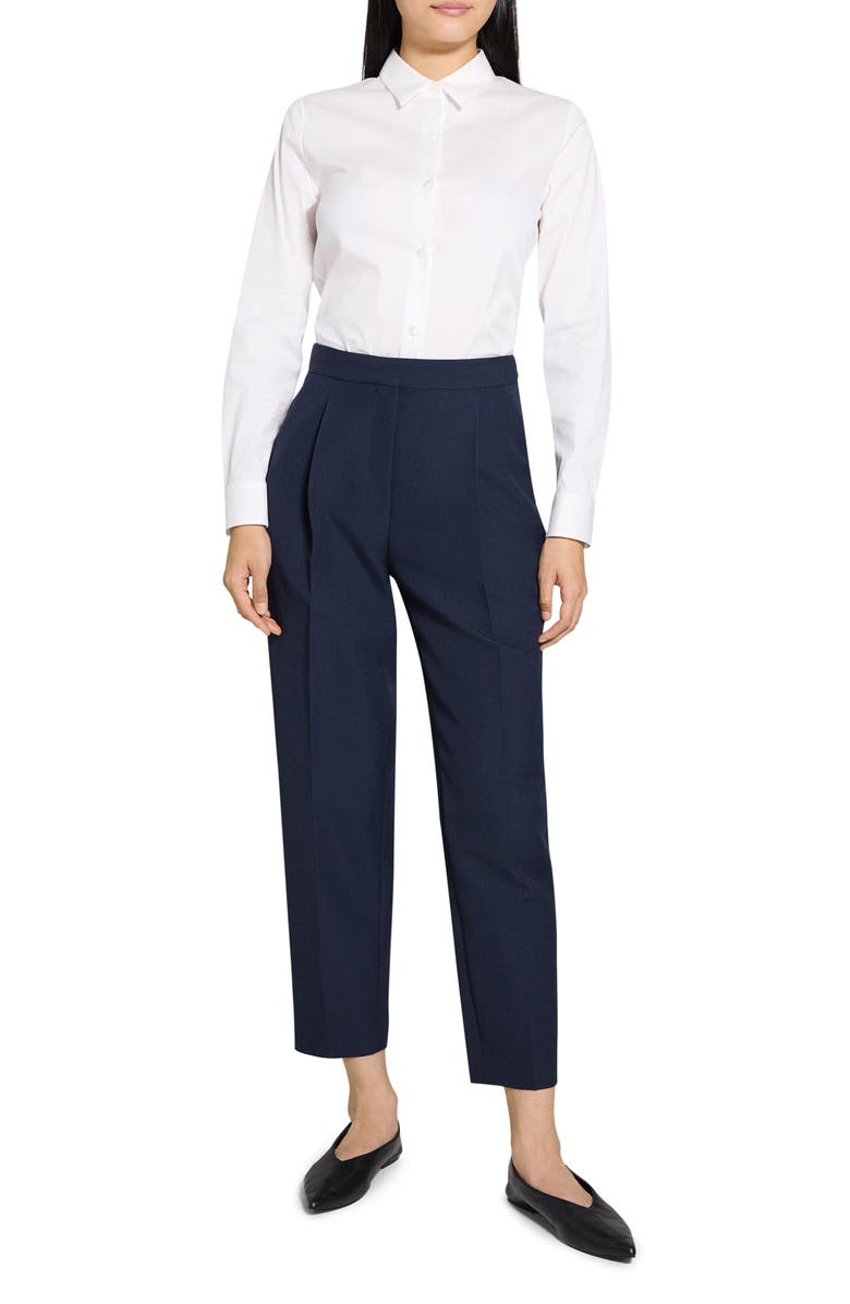 Theory Wool Blend Pleated Pants, Alternate, color, Nocturne Navy