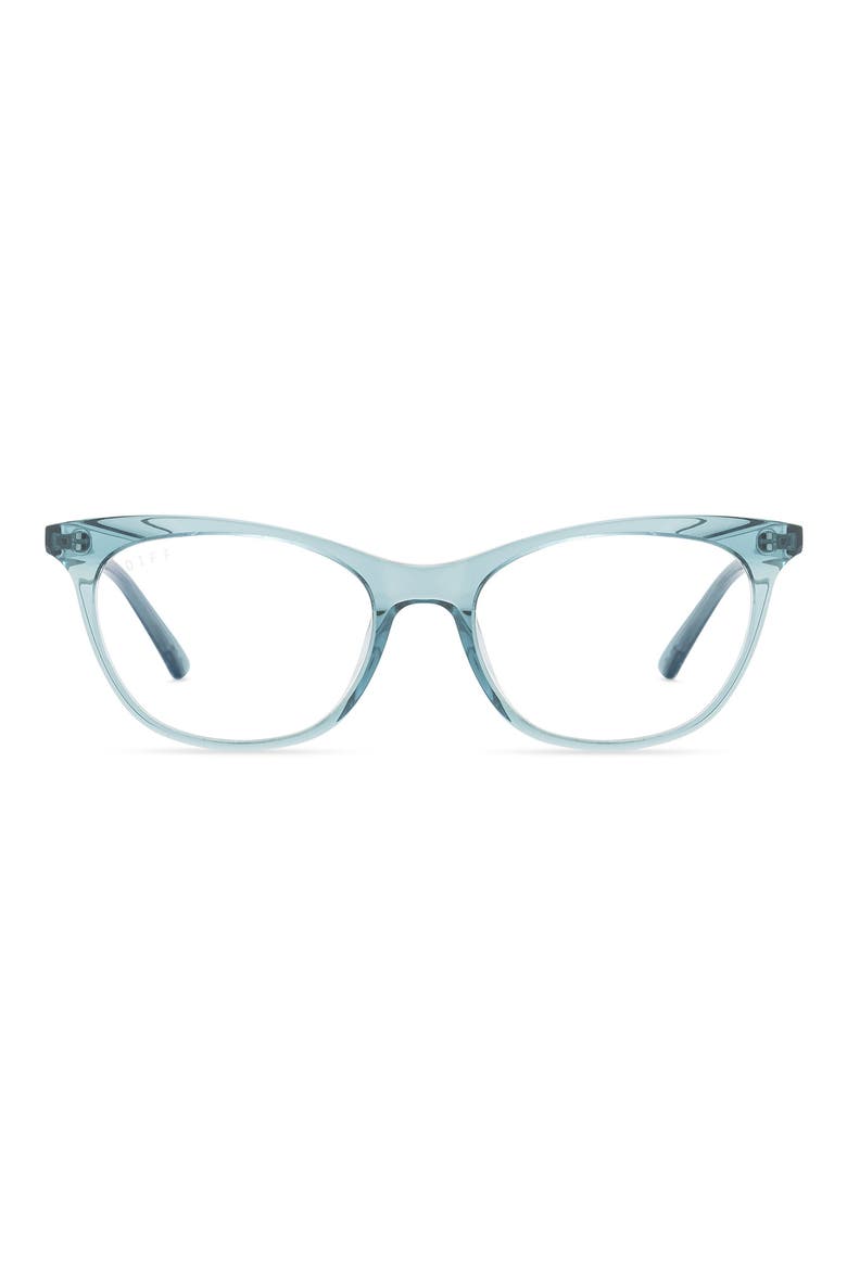 Jade 51mm Blue Light Blocking Cat Eye Glasses, Main, color, TEAL HAZE / CLEAR