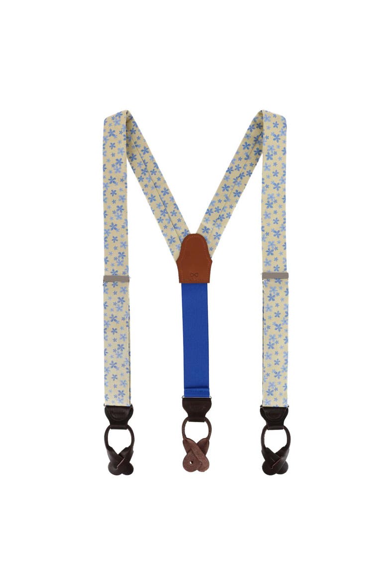 Weldon Floral Silk Button End Suspenders, Alternate, color, Yellow and Light Blue
