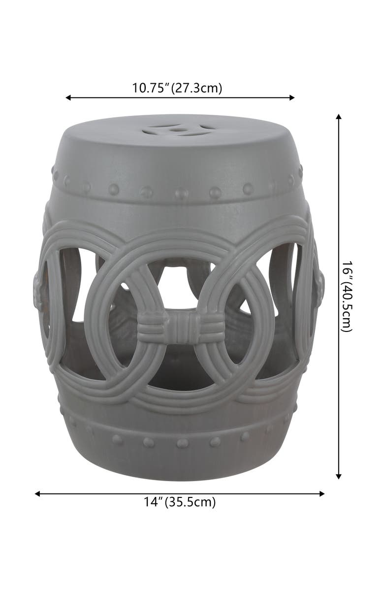 JONATHAN Y Lucky Coins 16" Chinese Ceramic Drum Garden Stool, Alternate, color, Matte Gray