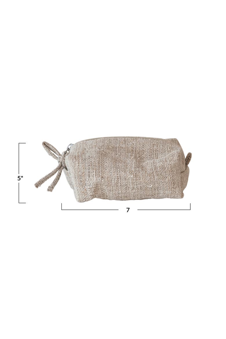 Woven Hemp Fiber Zip Pouch with Handle and Cotton Lining, Natural, Alternate, color, Natural