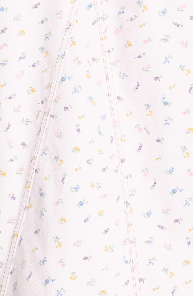 Ganni Floral Oversize Organic Cotton Denim Trucker Jacket, Alternate, color, 