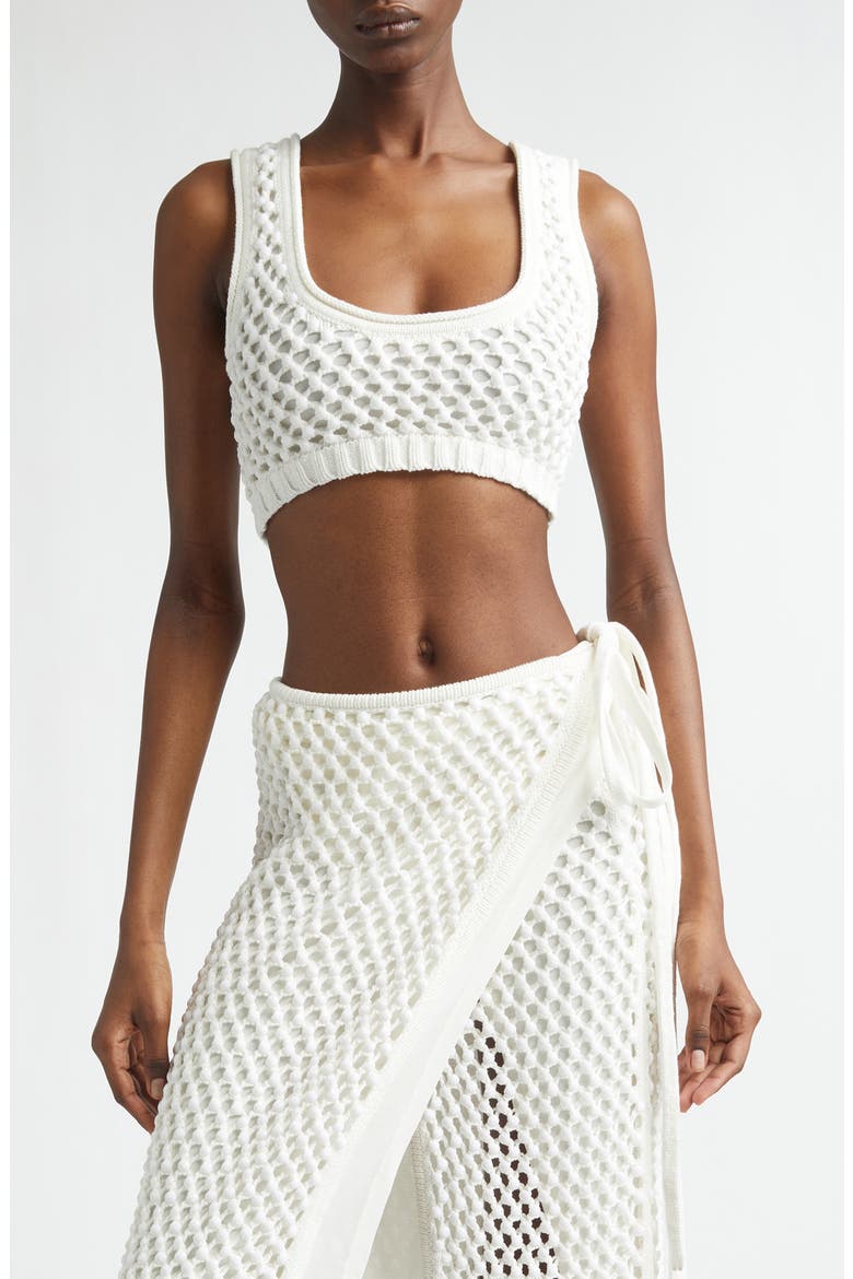 Lady Beaded Mesh Stitch Bralette, Main, color, WHITE
