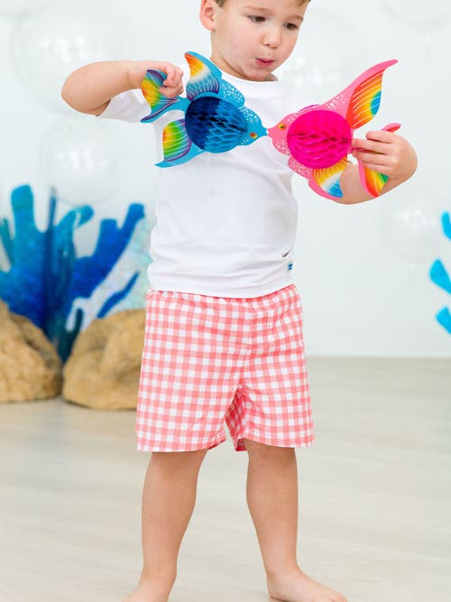 Ruggedbutts Baby/toddler Boys Upf50+ Gingham Swim Trunks In Multi