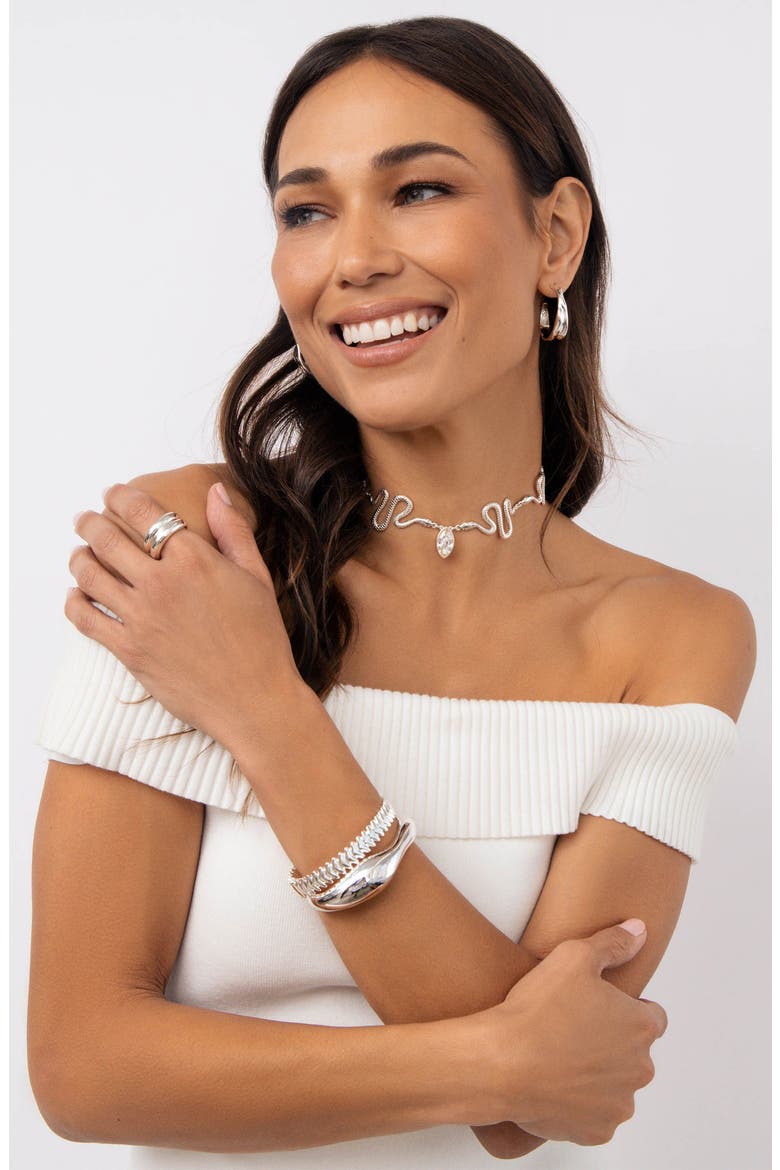 Serpentina Choker Necklace, Alternate, color, SILVER