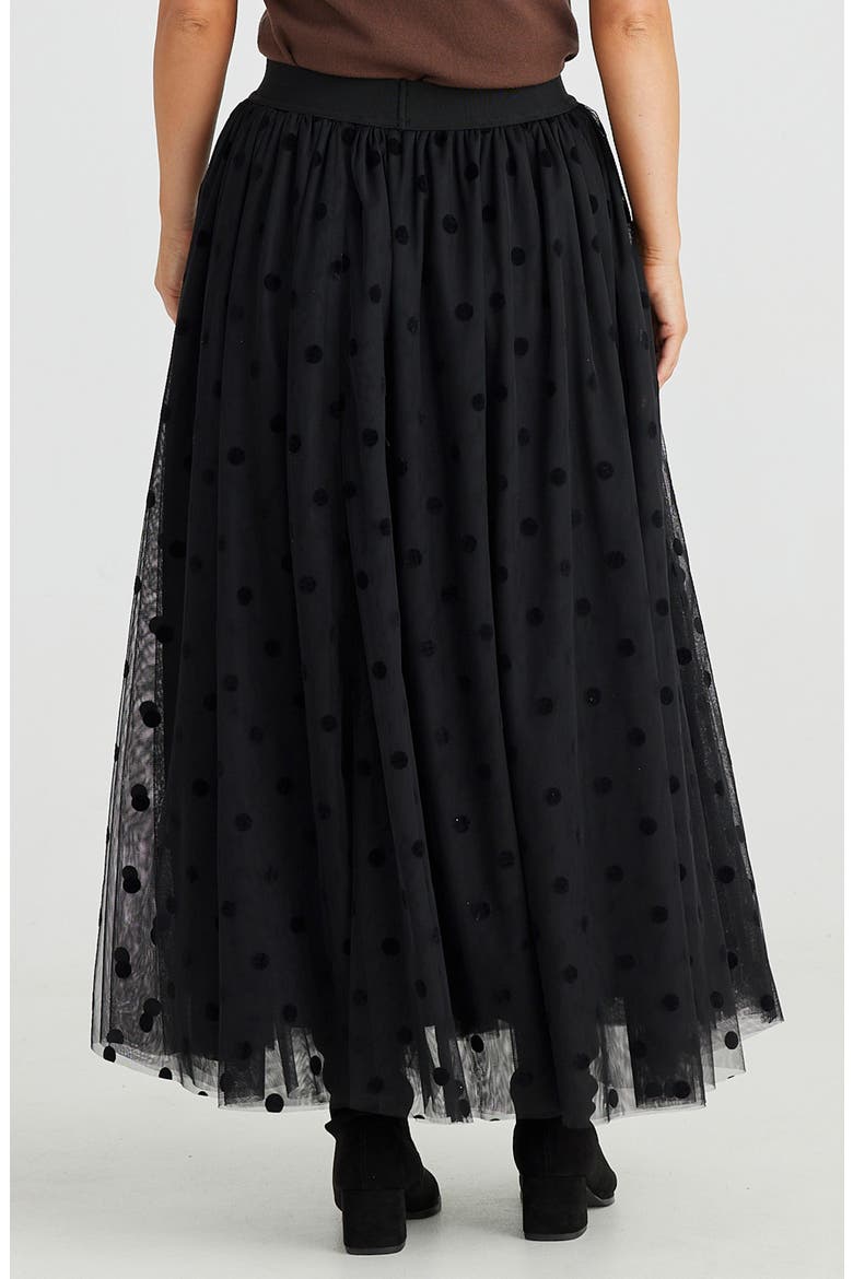 Carrie Velvet Dot Tulle Maxi Skirt, Alternate, color, BLACK POLKA DOT
