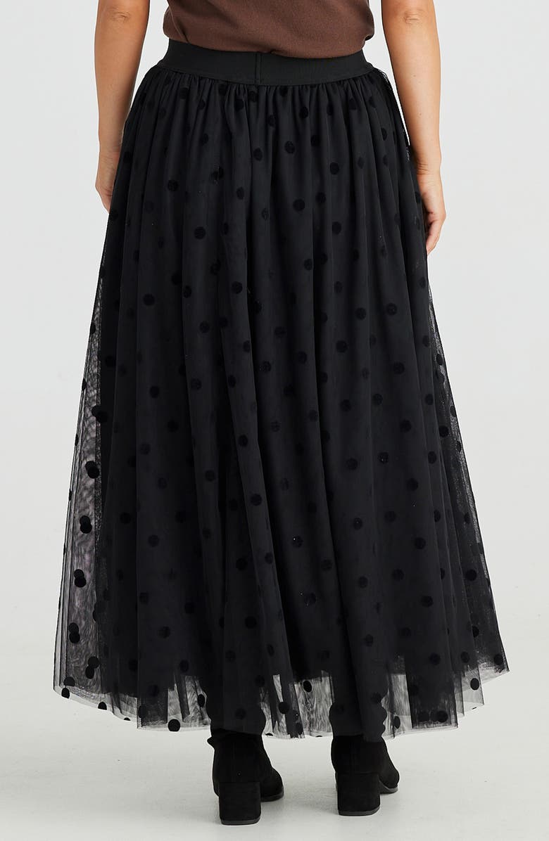 Brave+True Carrie Velvet Dot Tulle Maxi Skirt, Alternate, color, Black Polka Dot