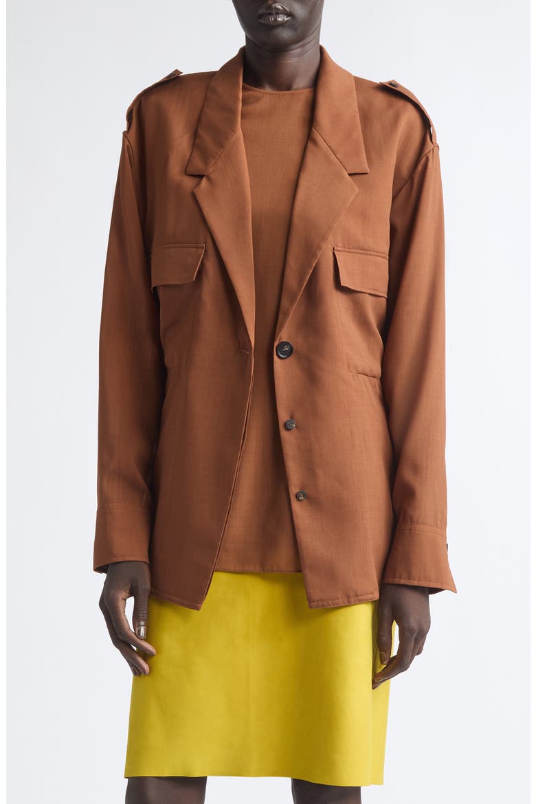 Wool Deconstructed Trench Blazer, Main, color, COGNAC