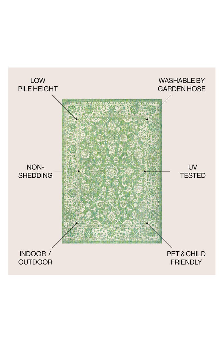 JONATHAN Y Tela Bohemian Textured Weave Floral Indoor/Outdoor Area Rug, Alternate, color, Cream/Green