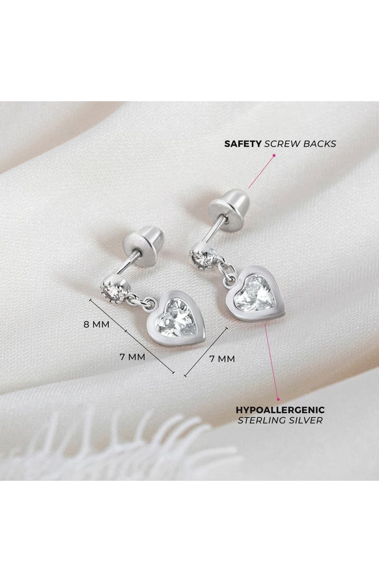 In Season Jewelry My First Dangle Hearts Girl Earrings, Alternate, color, Silver