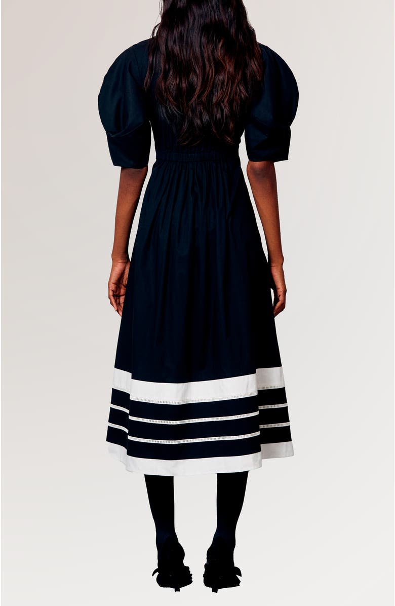 De Loreta Miel Deep V-Neck Cotton Midi Dress, Alternate, color,