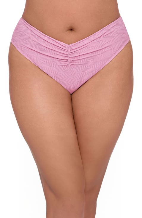 Novelty Cinch Front High Cut Bikini Bottom