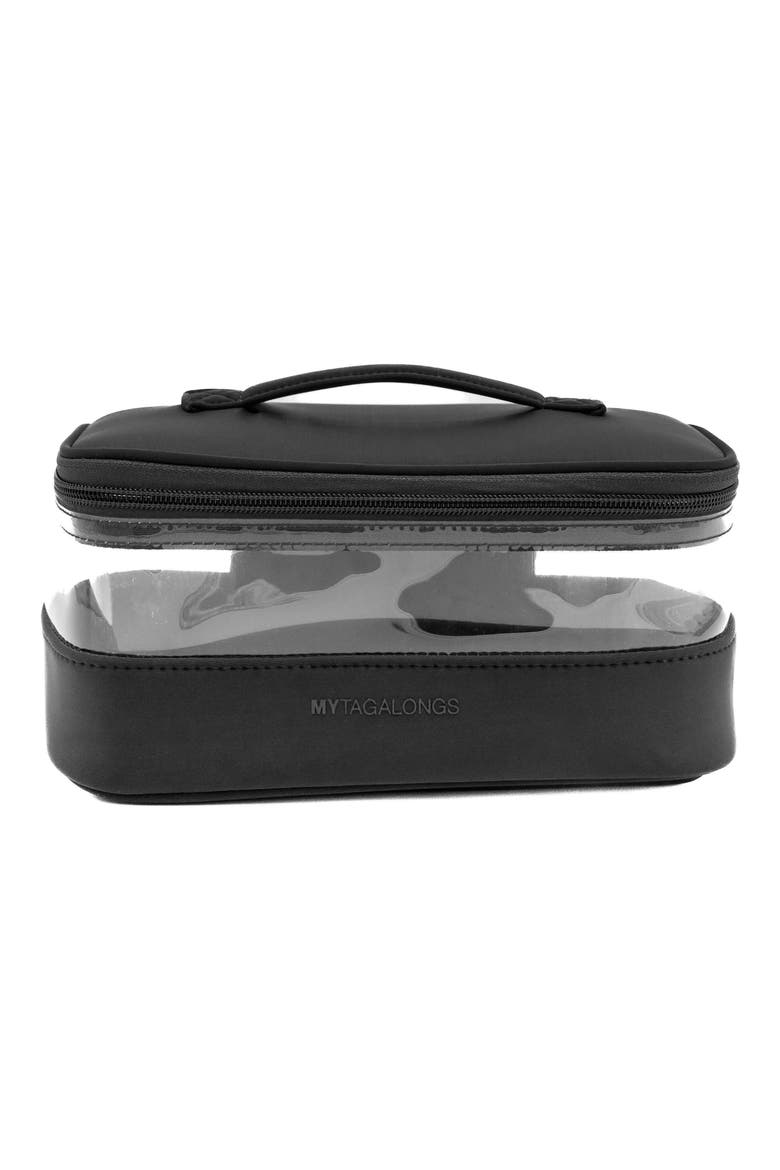 Medium Clear Train Zip Case, Main, color, BLACK