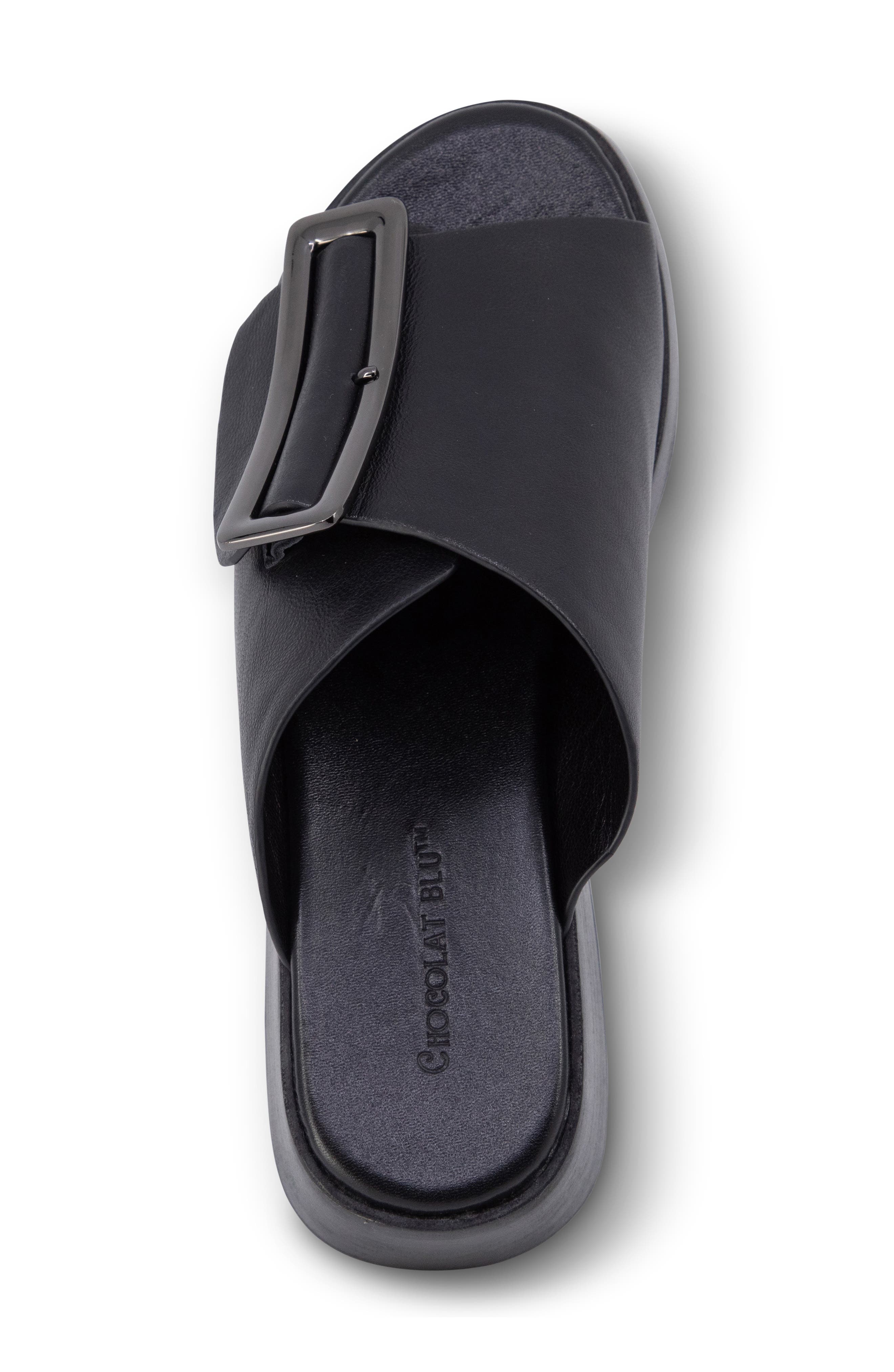 Chocolat Blu Ela Platform Wedge Slide Sandal, Alternate, color, Black Leather