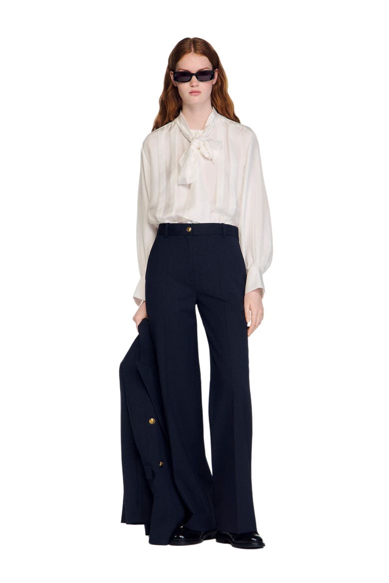 Minimal chalk-striped trousers, Alternate, color, Navy blue