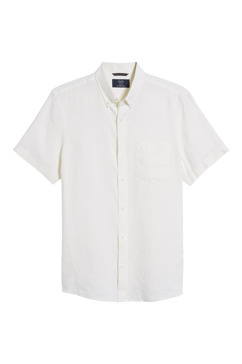Linen Slim Fit Shirt, Alternate, color, WHITE
