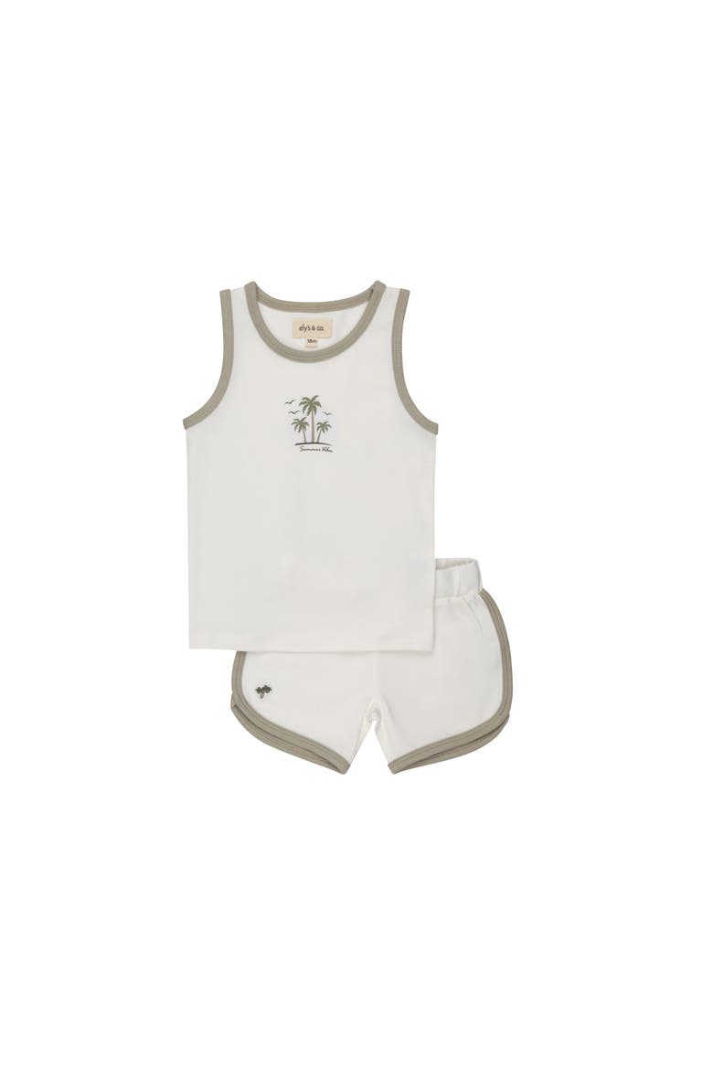 Printed Palm Trees Collection - Boys Tank and Shorts, Main, color, Ivory