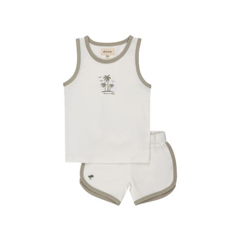 Printed Palm Trees Collection - Boys Tank and Shorts