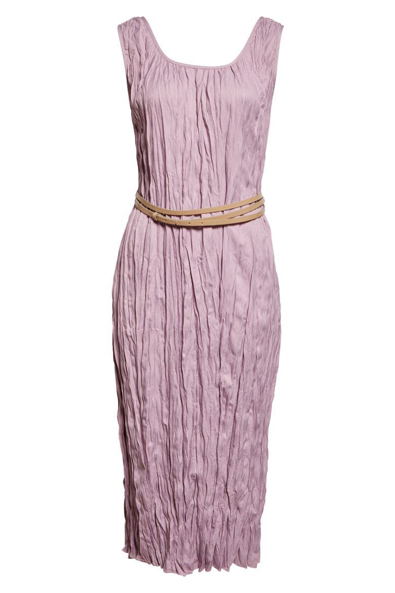 Plissé Sleeveless Belted Midi Dress, Alternate, color, LAVENDER TINT MELANGE