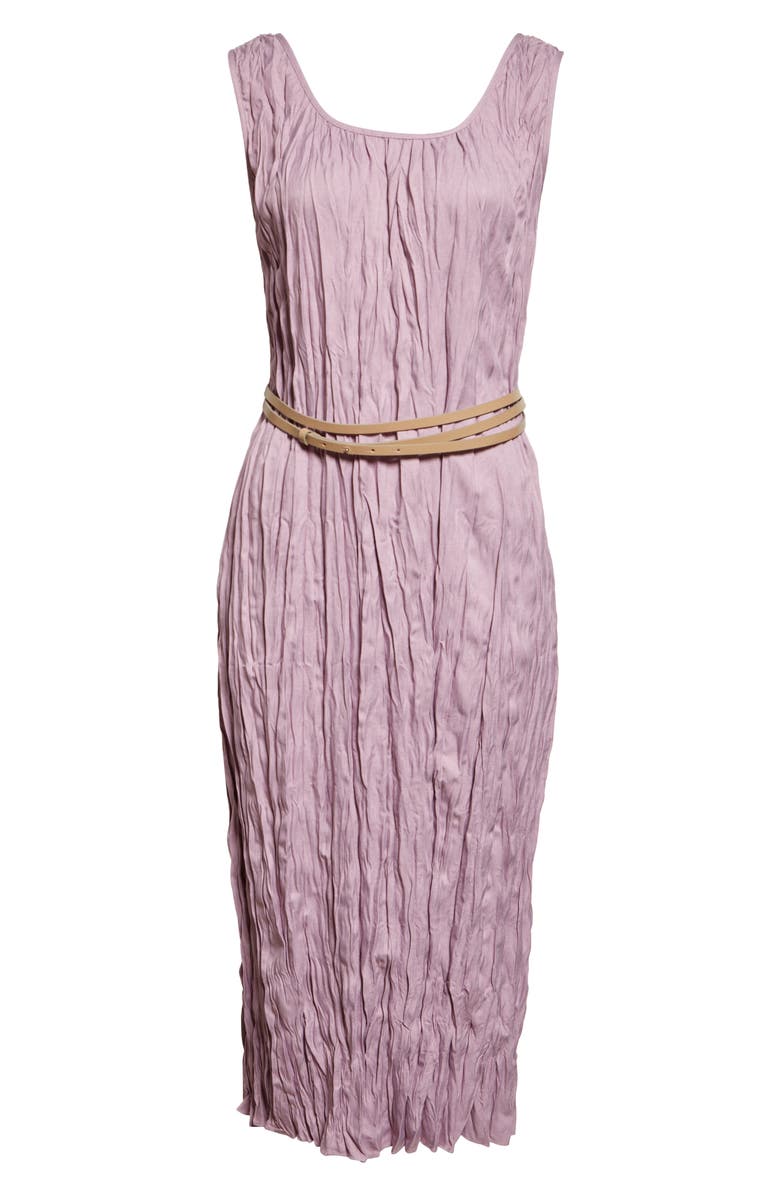 Lafayette 148 New York Plissé Sleeveless Belted Midi Dress, Alternate, color, Lavender Tint Melange